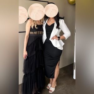 Tiered Ruffle Tulle Sleeveless Corset Evening Gown